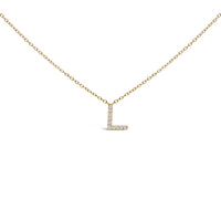 10K White Gold Diamond Accent "A" Block Initial Pendant Necklace