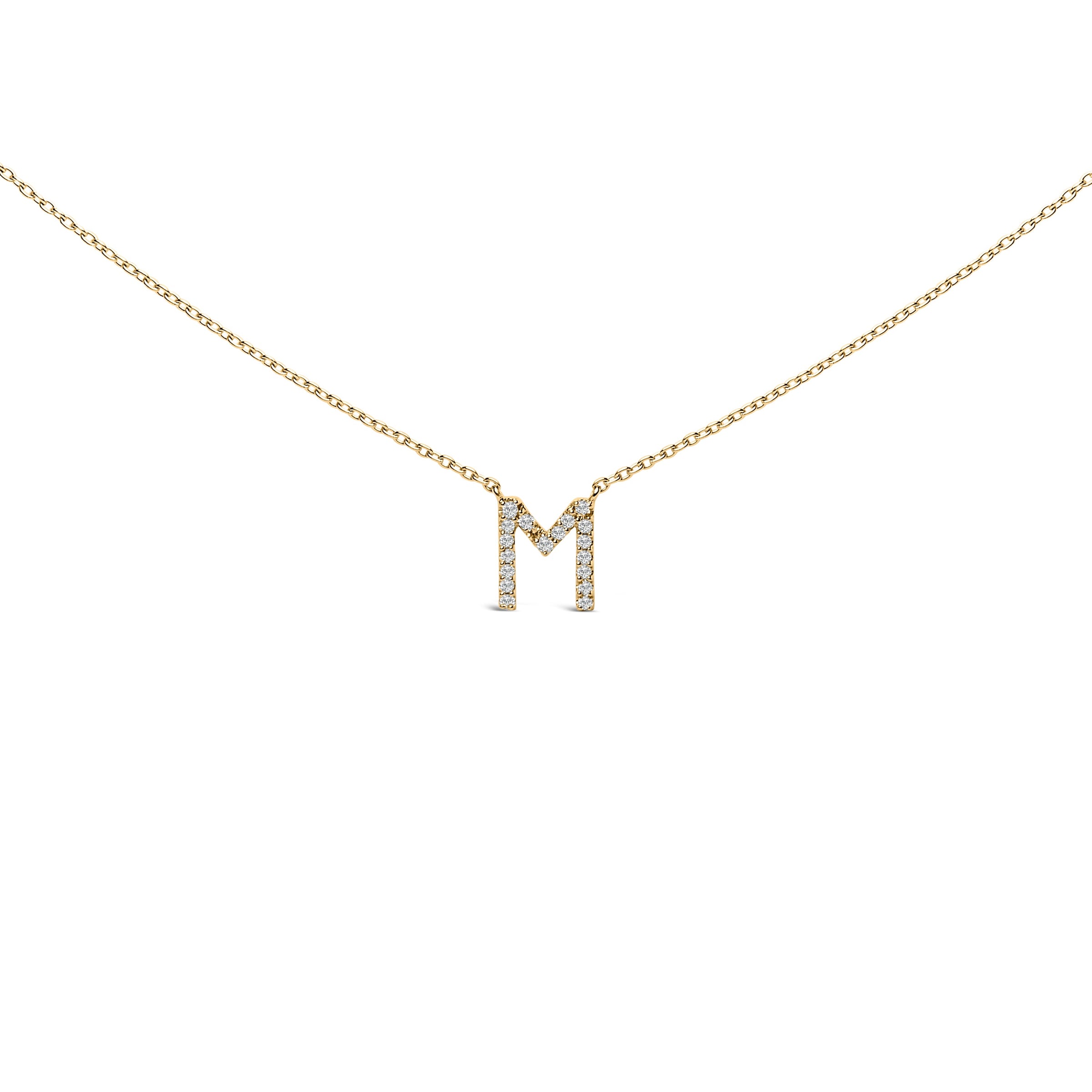 10K White Gold Diamond Accent "A" Block Initial Pendant Necklace