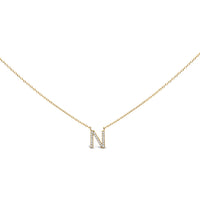 10K White Gold Diamond Accent "A" Block Initial Pendant Necklace