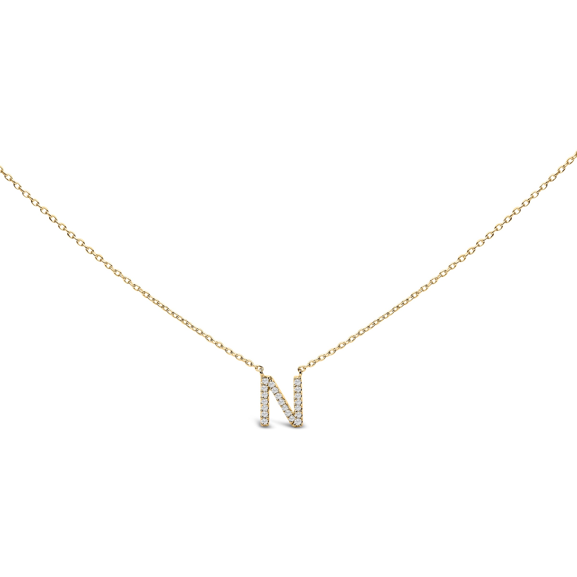 10K White Gold Diamond Accent "A" Block Initial Pendant Necklace