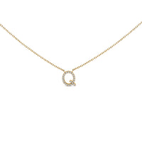 10K White Gold Diamond Accent "A" Block Initial Pendant Necklace