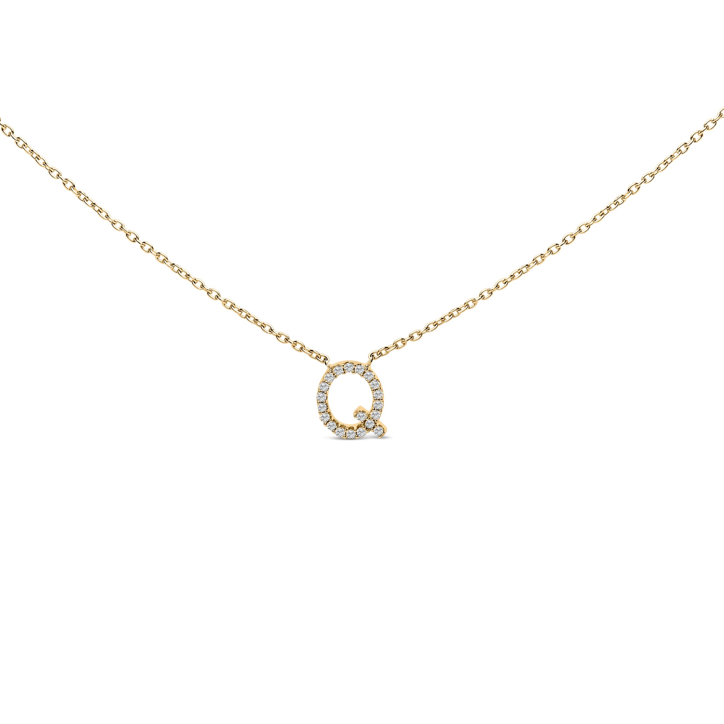 10K White Gold Diamond Accent "A" Block Initial Pendant Necklace