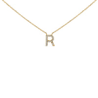 10K White Gold Diamond Accent "A" Block Initial Pendant Necklace