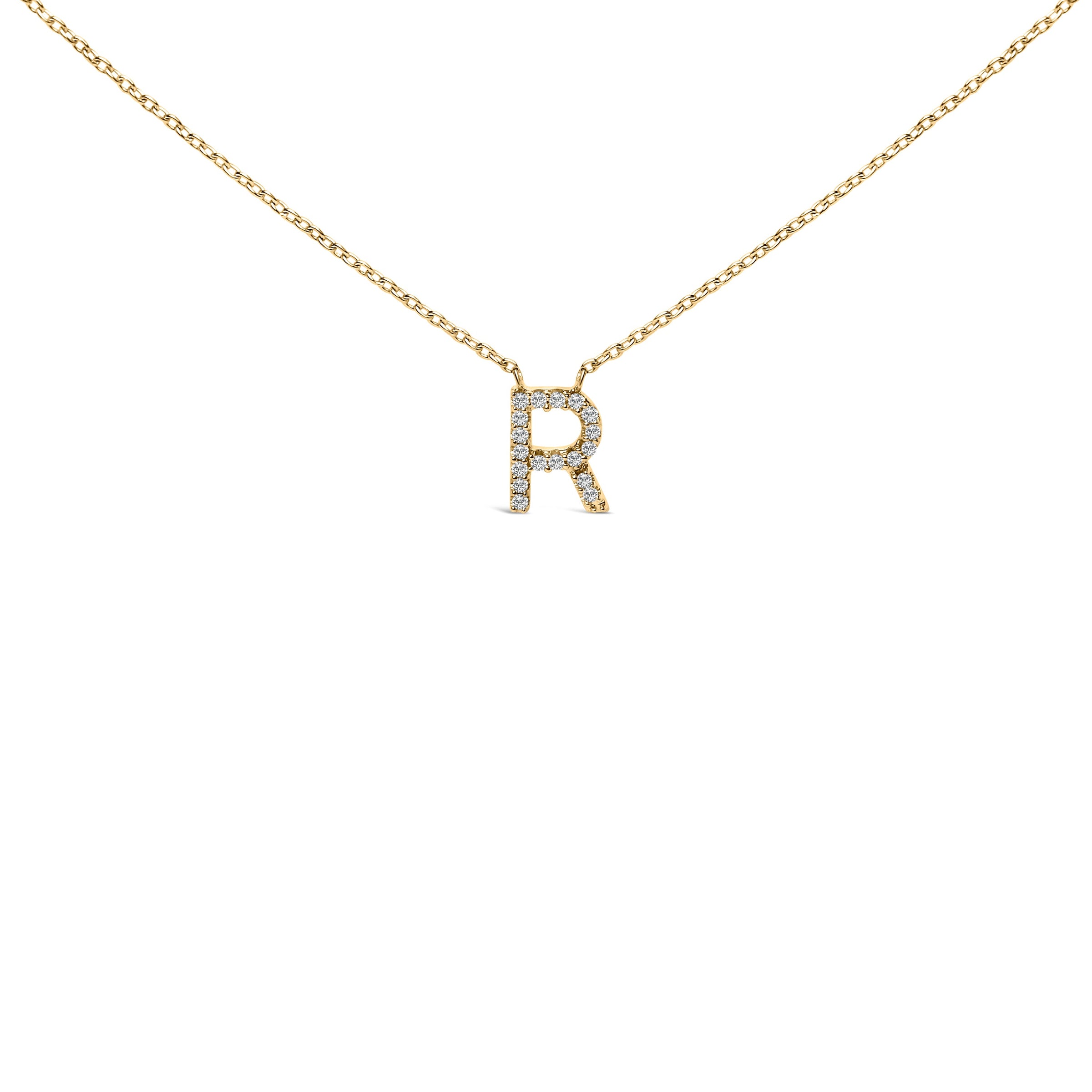 10K White Gold Diamond Accent "A" Block Initial Pendant Necklace
