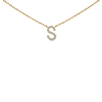 10K White Gold Diamond Accent "A" Block Initial Pendant Necklace