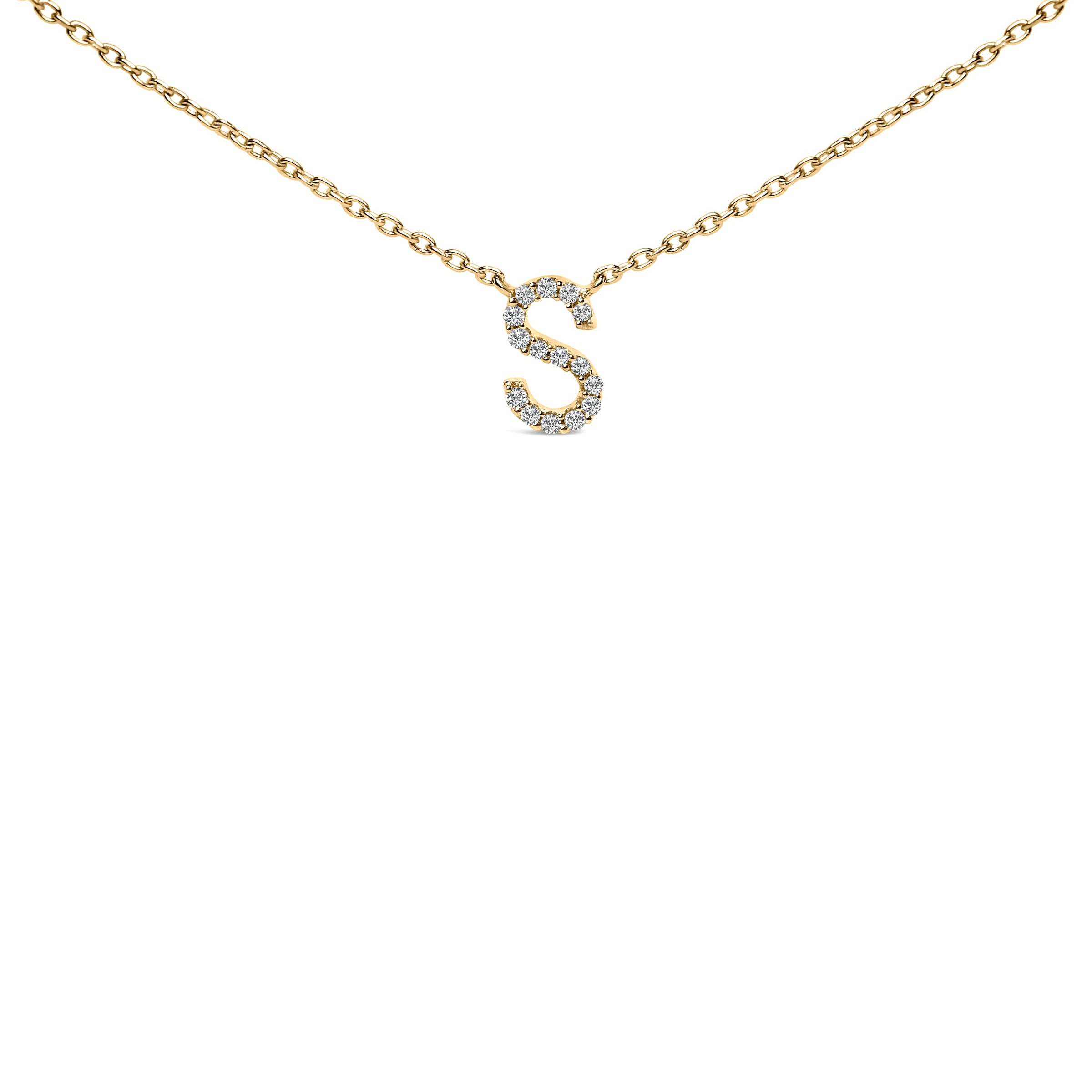 10K White Gold Diamond Accent "A" Block Initial Pendant Necklace
