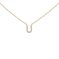 10K White Gold Diamond Accent "A" Block Initial Pendant Necklace