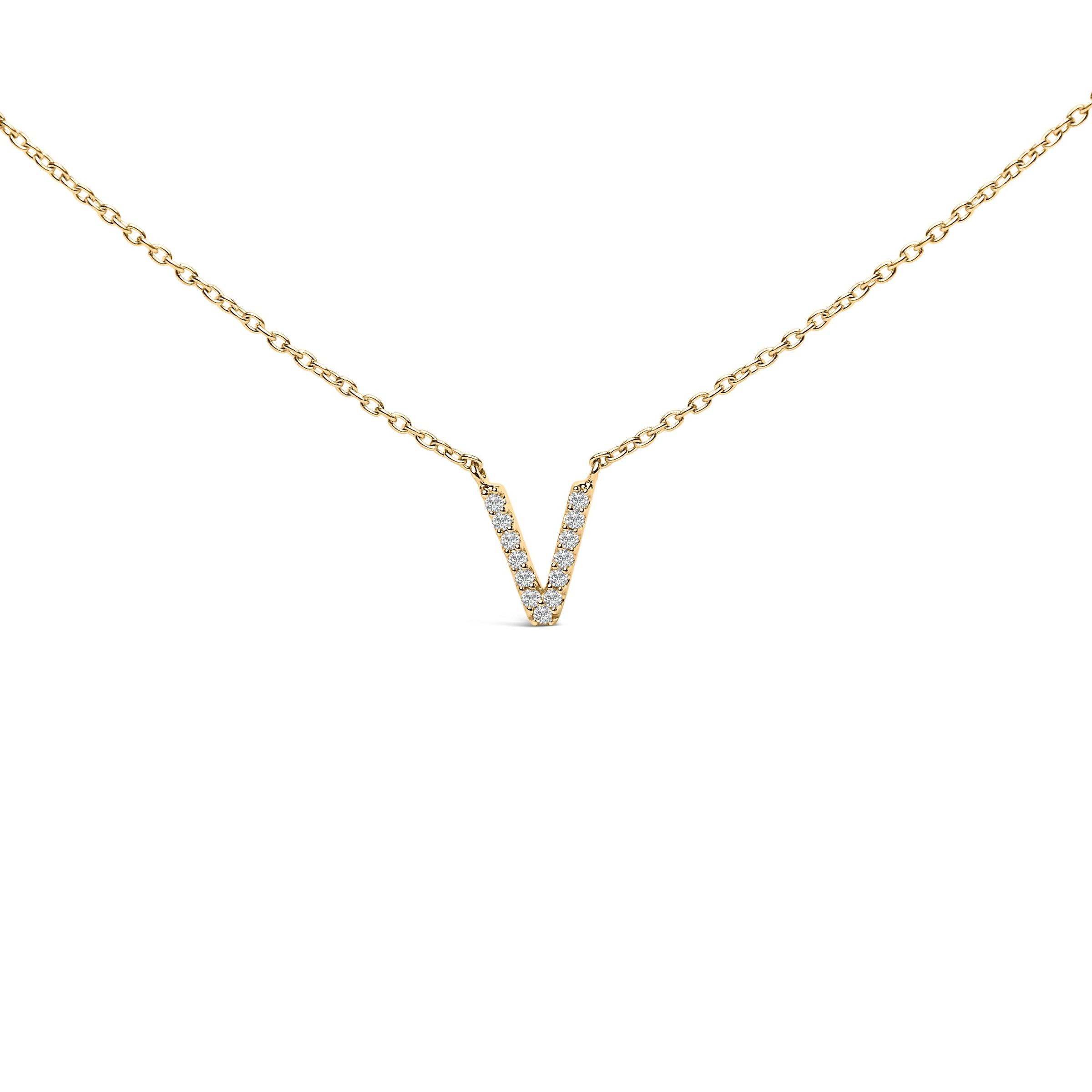 10K White Gold Diamond Accent "A" Block Initial Pendant Necklace