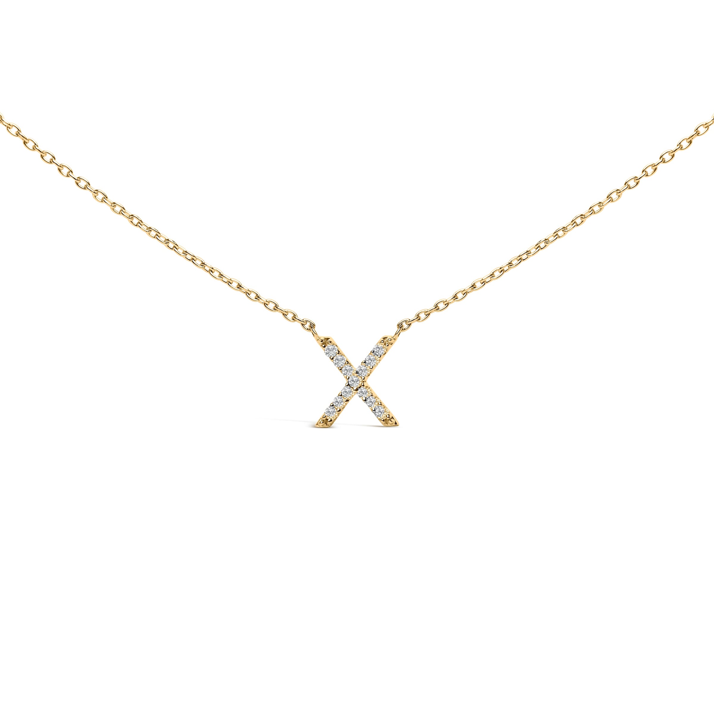 10K White Gold Diamond Accent "A" Block Initial Pendant Necklace