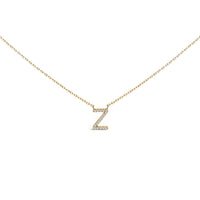 10K White Gold Diamond Accent "A" Block Initial Pendant Necklace