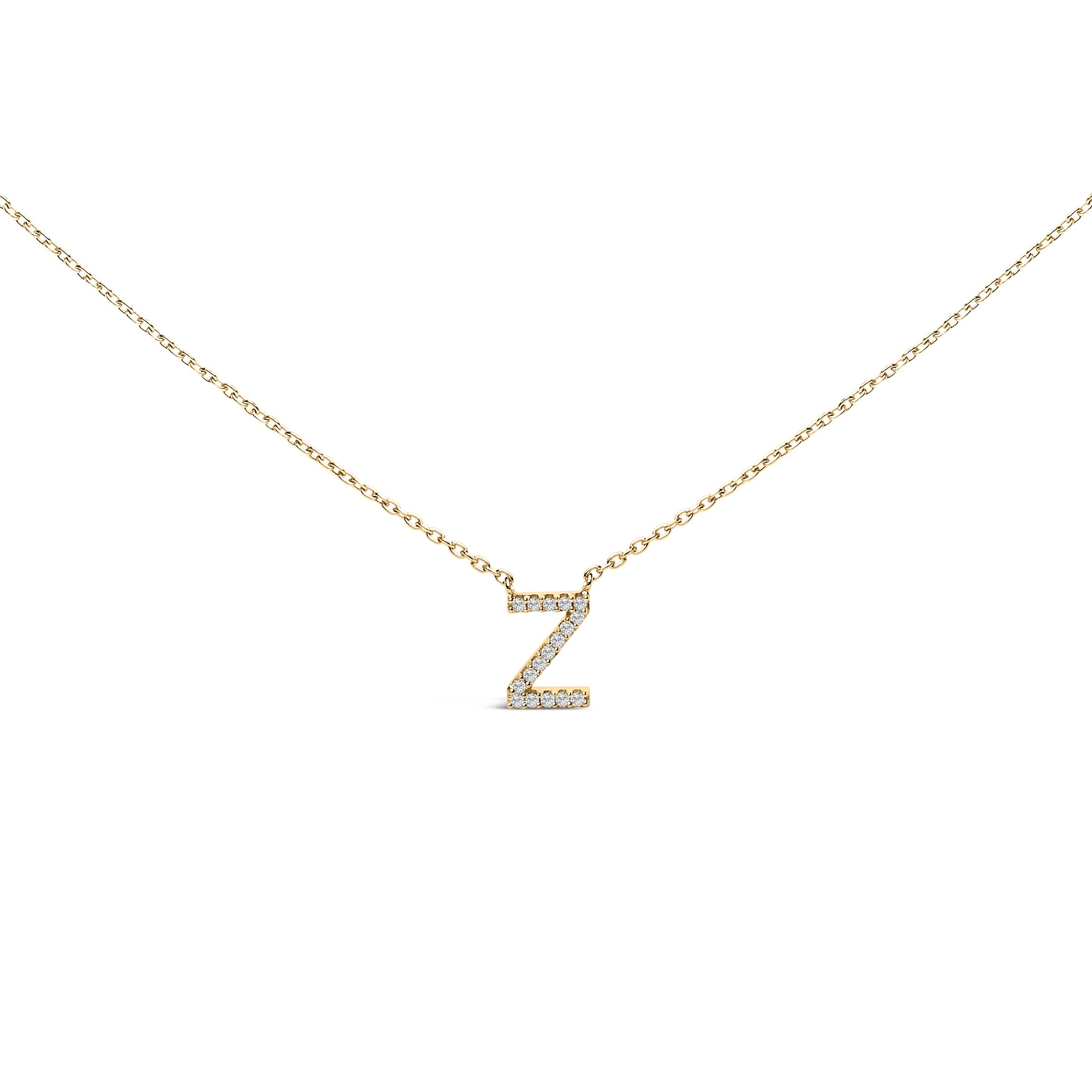 10K White Gold Diamond Accent "A" Block Initial Pendant Necklace