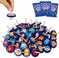 BONNYCO Wood Spinning Top 40 Pack of Animal Birthday Party Favors - Space / 40 Pack