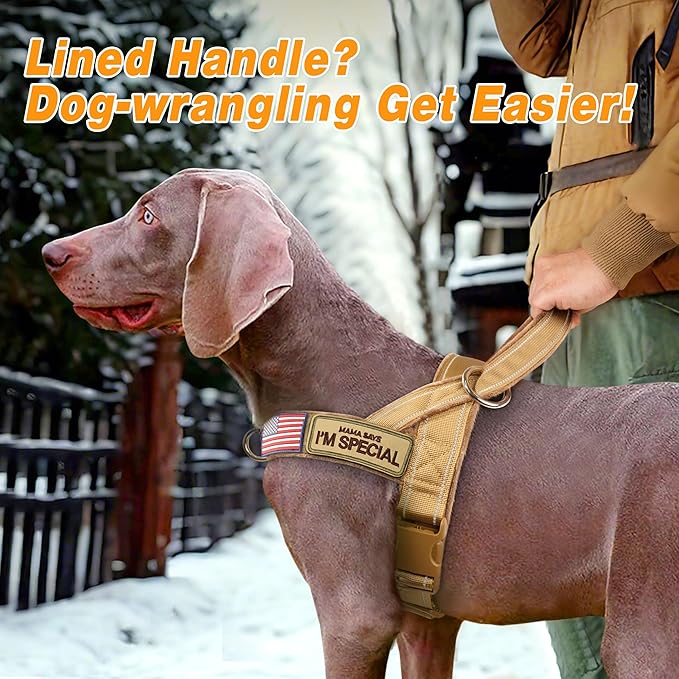 Forestpaw No Pull Dog Harness - Soft Flannel Padded Tactical Dog Vest Harness with Quick Release Buckle, Adjustable Reflective Pet Harness for Large Dogs Walking Training,Brown XL
