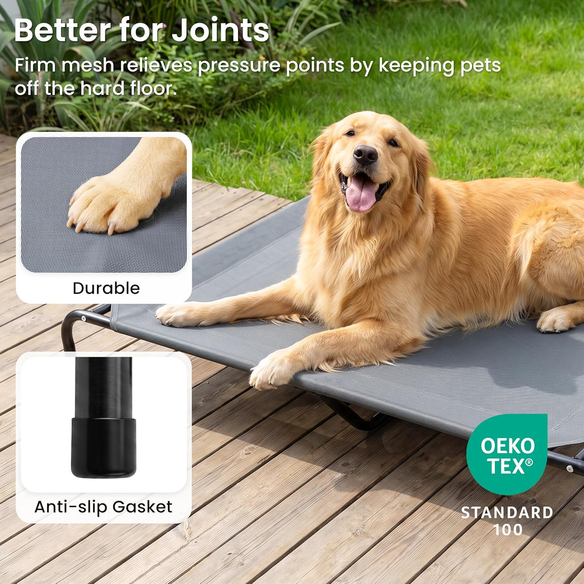 Love's cabin Elevated Cooling Dog Bed for Large Dogs - Grey / 56.5" X 35.5" X 8" - image 4