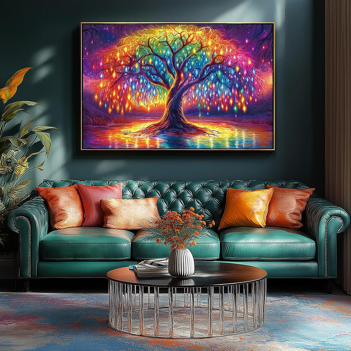 Vintage Paint Hummingbird Flower 500 Piece Puzzles for Adults - Colorful-1000 Piece-neon Life Tree / 27.5" X 19.7" - image 3