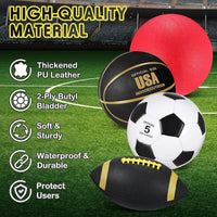 Lenwen sports balls set with basketball, soccer ball, football, playground ball, pump and bag - view 7