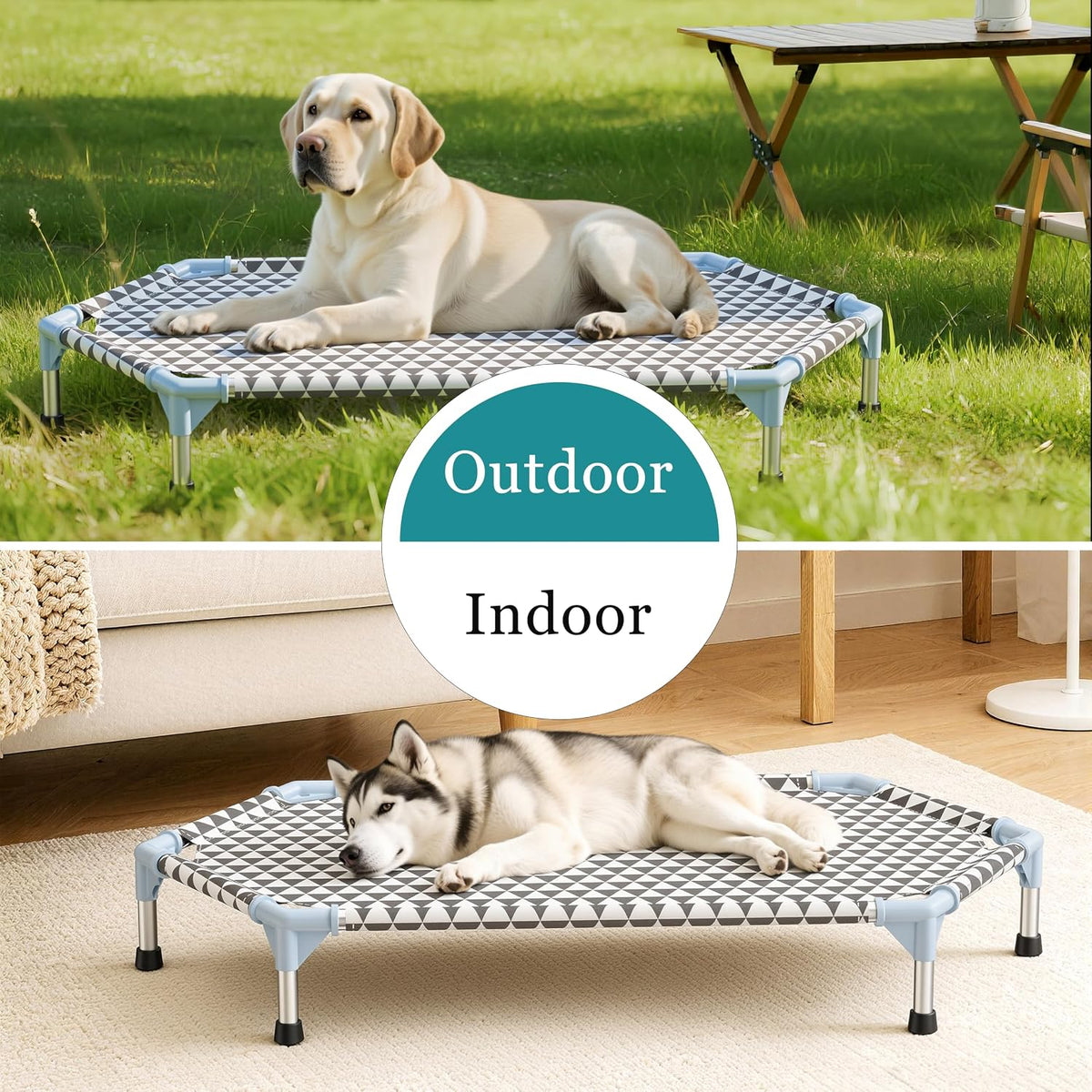 Kuntrust Elevated Outdoor Dog Bed, Medium Size, Cotton Material - Triangle / 6 sided Medium - image 3
