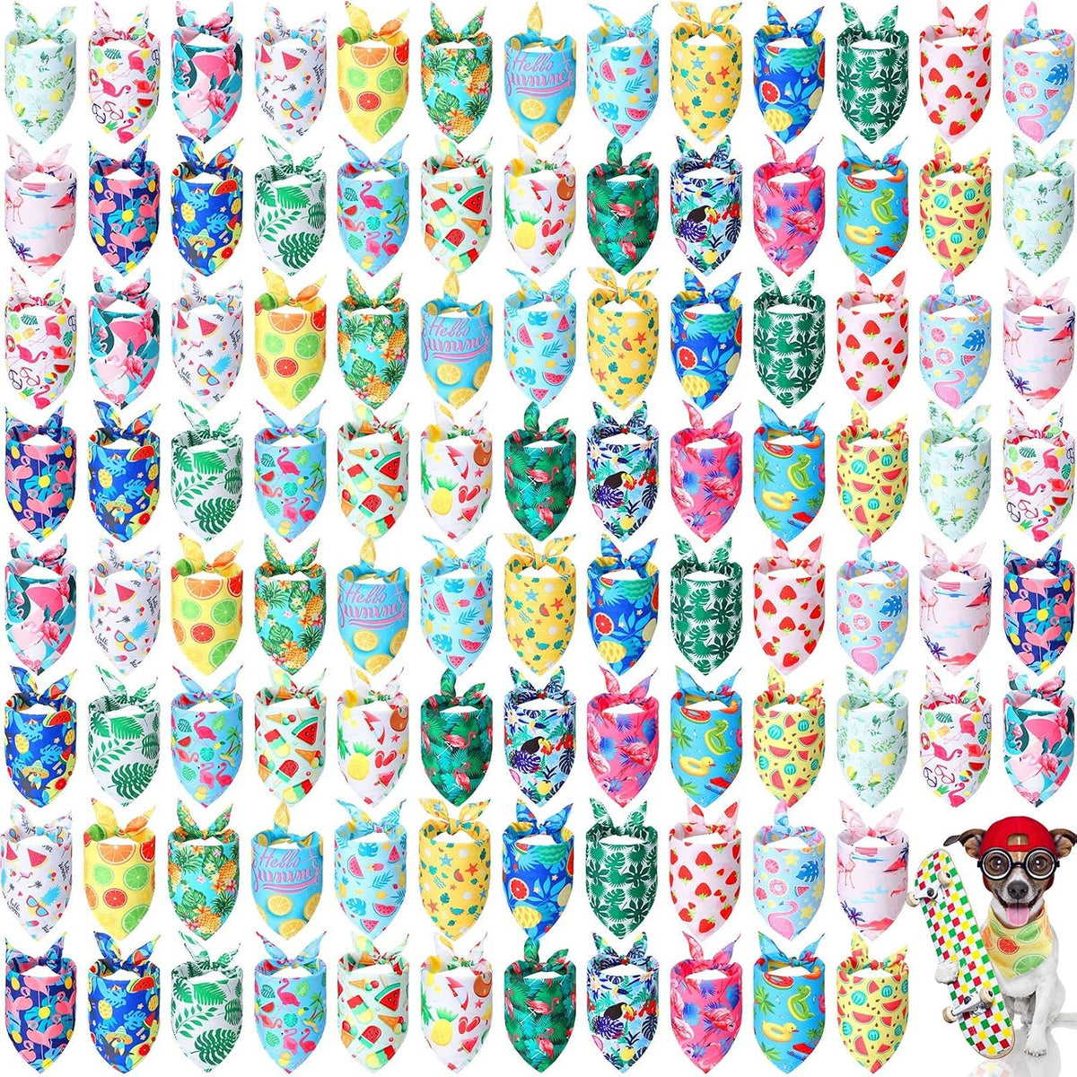 Chunful 100 Pcs Fall Dog Bandanas Bulk Maple Leaf Print Autumn Pet - Fruit / 25.6 x 17.7 x 17.7"