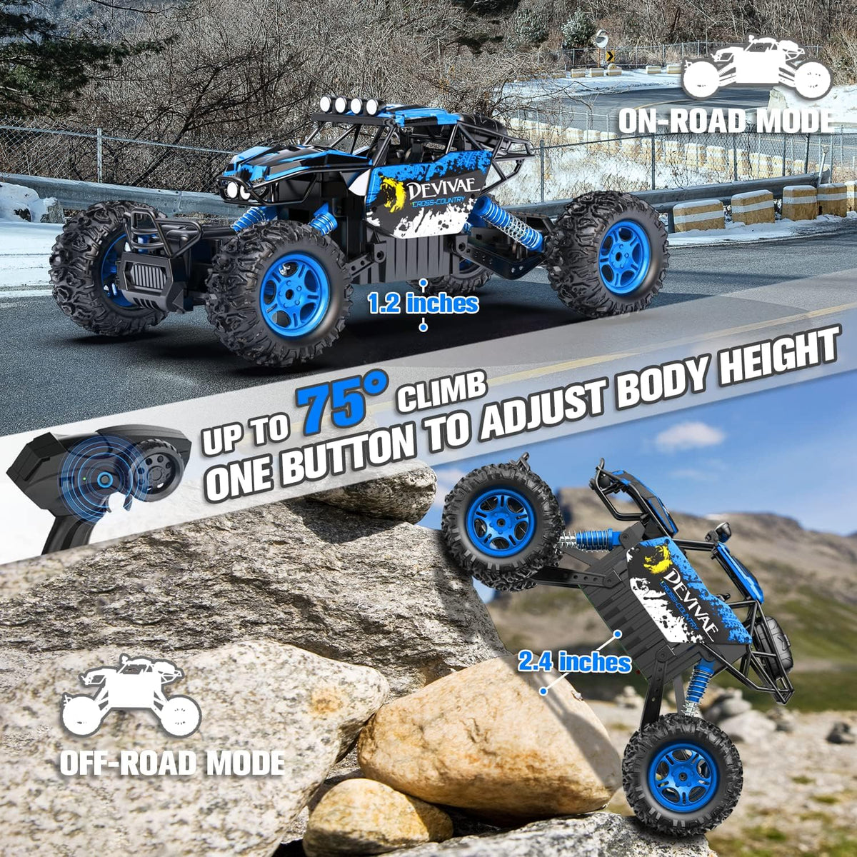 CROBOLL 1:12 Large RC Cars for Boys - Blue - image 3