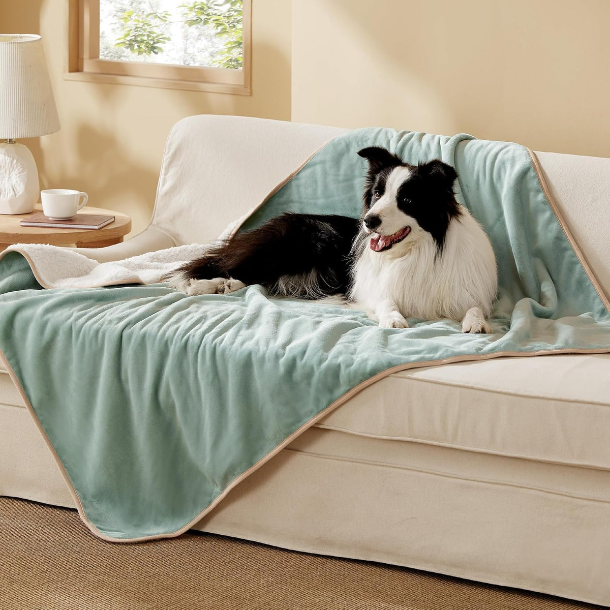 Bedsure Waterproof Dog Blankets for Small Dogs Soft Cat Blanket Warm - L(40x50") / Light Green
