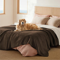 Bedsure Waterproof Dog Blankets for Small Dogs Soft Cat Blanket Warm - Queen(86x90") / Coffee Brown