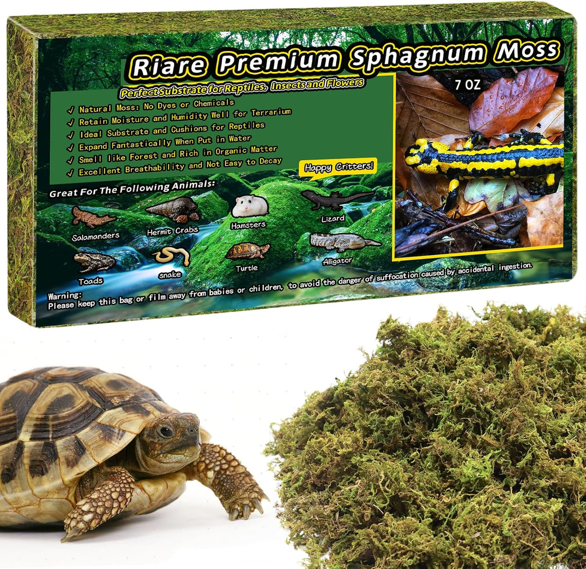 8 OZ Natural Sphagnum Moss for Reptiles - 10QT(8oz)