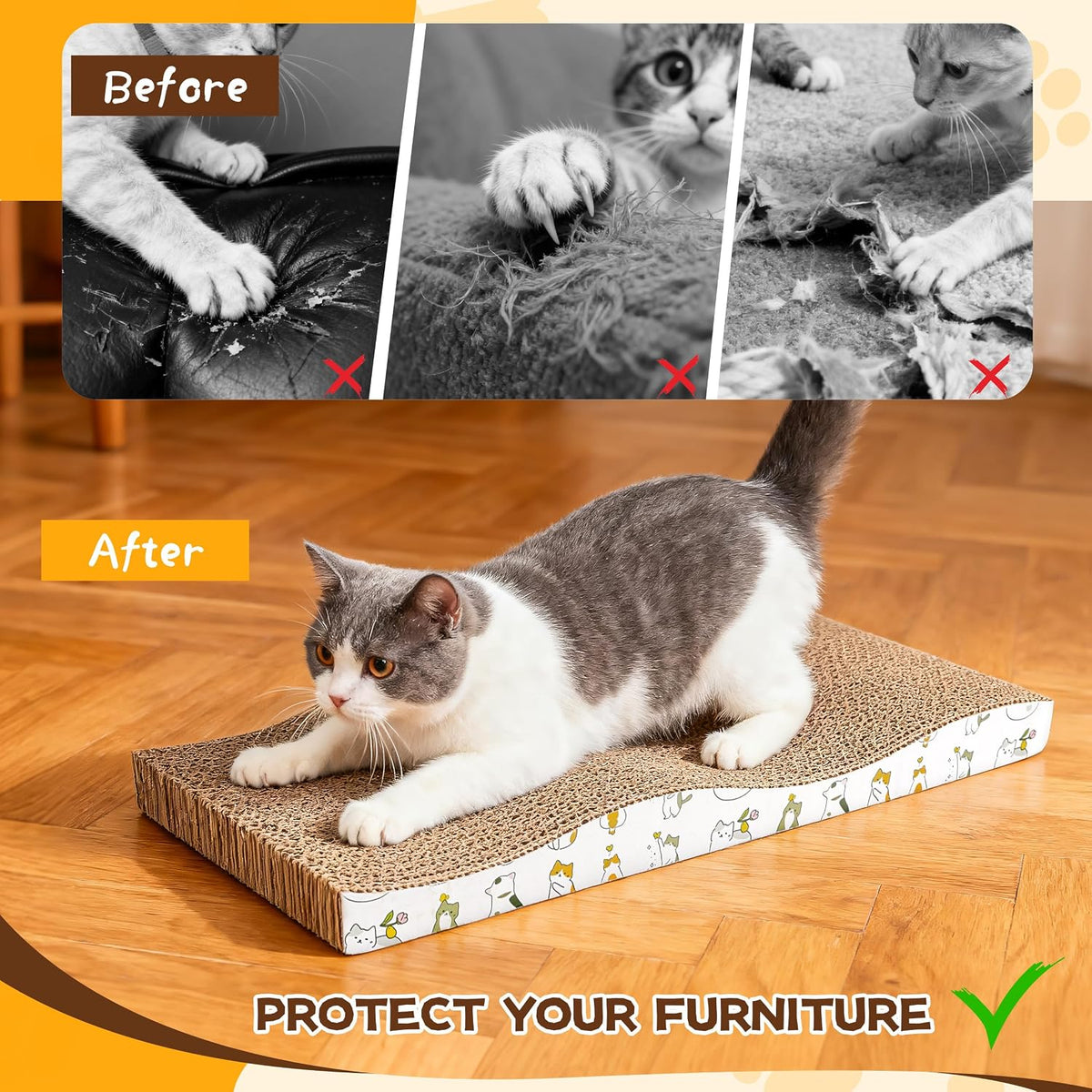 PatiencET Cat Scratch Pad with Box - Waved - 2 Pack - image 3