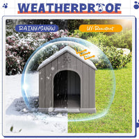Dog House Outdoor, Plastic Small Dog House-Weatherproof Design with Air Vents & Elevated Floor - Classic Grey / 26" L x 23.6" W x 25.8" H - image 3