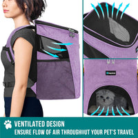 PetAmi Cat Backpack Carrier for Small Dogs and Large Cats - Heather Purple - image 4