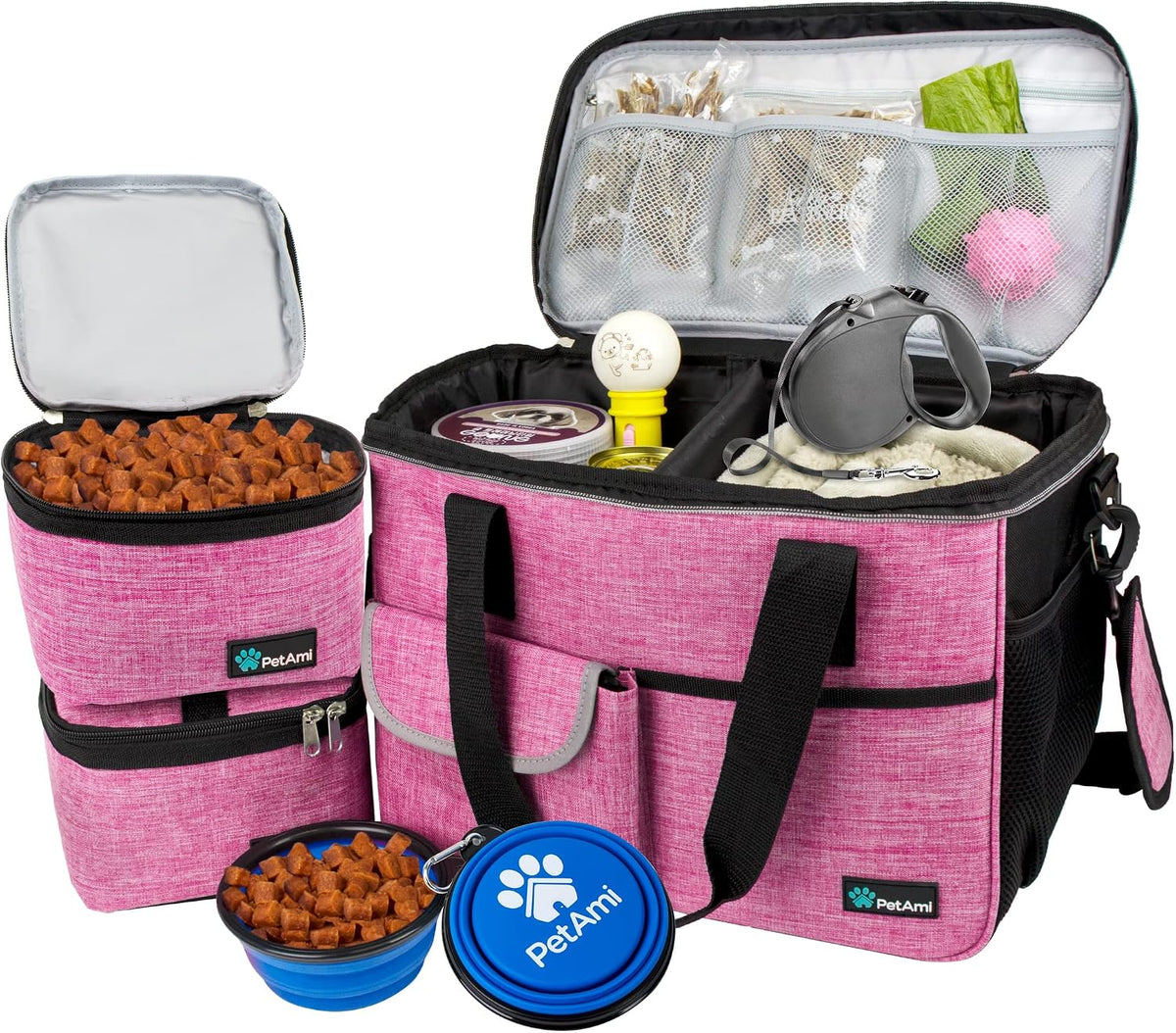 PetAmi Dog Travel Bag Organizer, Pet Supplies Diaper Tote - Medium - 14.5"L x 8.0"W x 12.0"H / Pink
