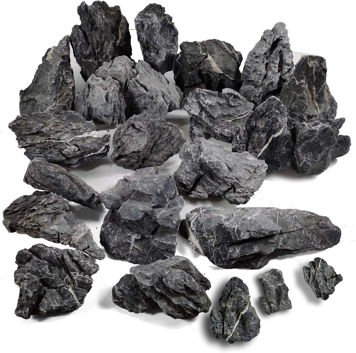 Voulosimi Natural Slate Rocks PH Neutral Stone Perfect Rocks - Seiryu Stone / 44 LB