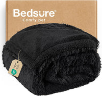 Bedsure Waterproof Dog Blankets for Large Dogs, Fluffy Faux Fur - Black / XL(50x60")