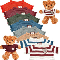 Sratte set of 8 stuffed bear sweater outfits with hearts and stripes in bright colors
