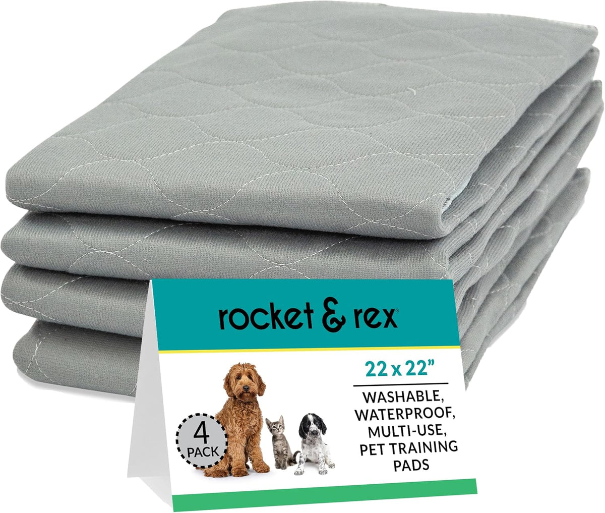 Washable Cat & Dog Carrier Pad, Reusable Liner Insert – Essentials for Dogs - 22" x 22" / 4-Pack, Medium