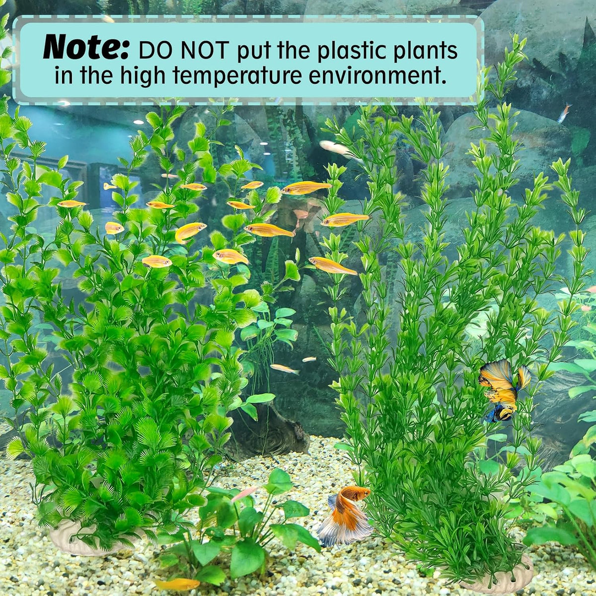 23" Tall Aquarium Plastic Plants - Green（style B） - image 4