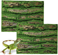 4pcs Rock Terrarium Background, 3D Reptile Tank Background Board - Green-15.7"*11.8"（2pcs）