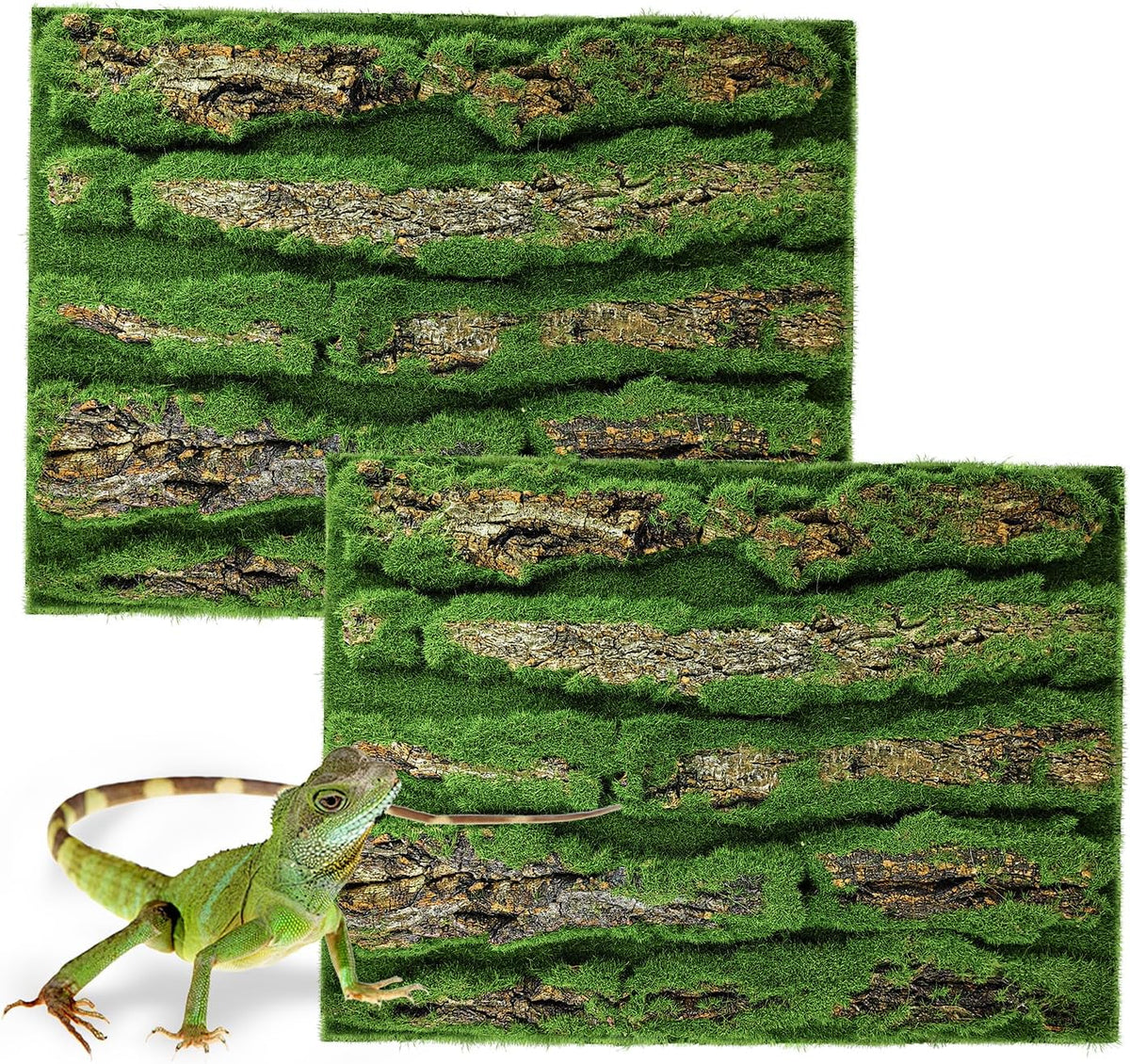 4pcs Rock Terrarium Background, 3D Reptile Tank Background Board - Green-15.7"*11.8"（2pcs）