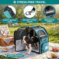 PetAmi Expandable Dog Cat Backpack Carrier, Airline Approved - 12.5"L x 10.2"W x 16.3"H / Turquoise - image 4