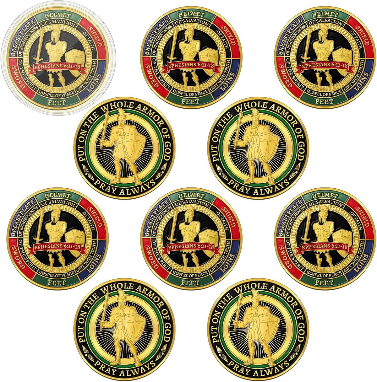 Nosiny 10 piece armor of God prayer coins in classic style alloy metal - view 10