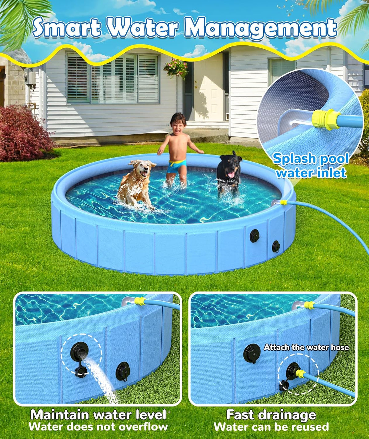 EPN Foldable Dog Pool with Sprinkler - 79 IN - image 2