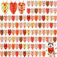 Chunful 100 Pcs Fall Dog Bandanas Bulk Maple Leaf Print Autumn Pet - Pumpkin / 31.5 x 21.7 x 21.7"