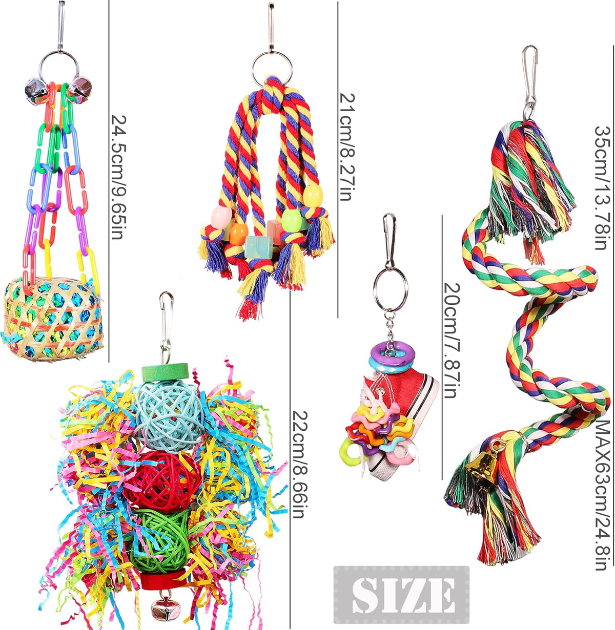 Parrot Parakeet Bird Toys, Cockatiel Budgies Cage Toys – Essentials for Birds - image 4