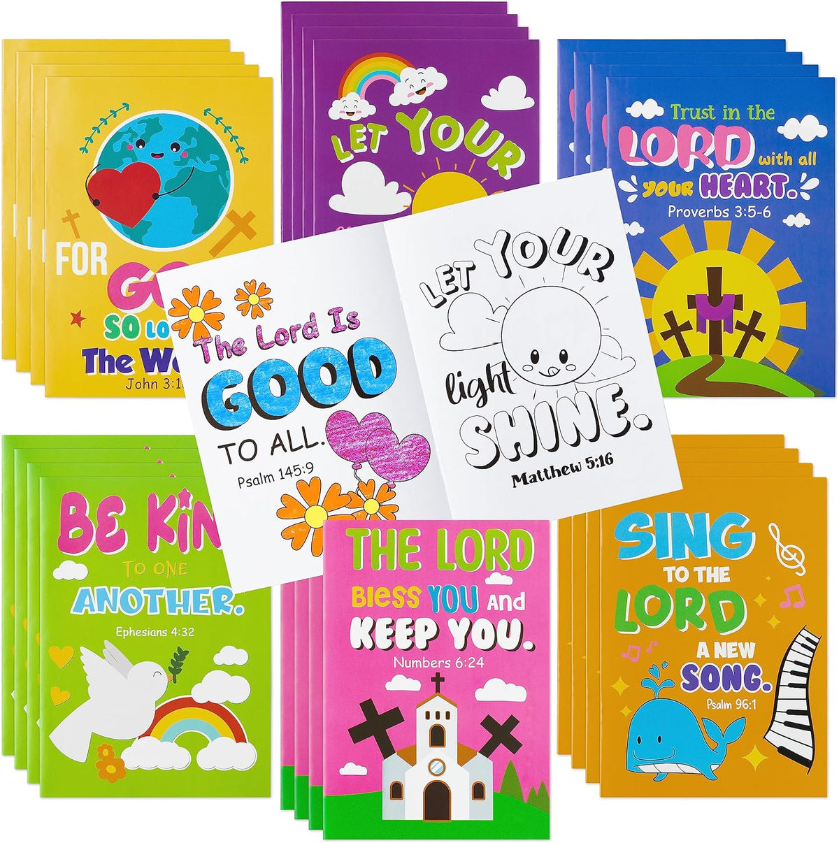 24Pcs Bible Coloring Books Religious Theme DIY Color-in Pages – Fun for Kids & Family - Bible - Style Aa