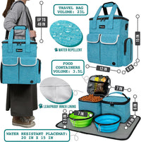 PetAmi Dog Travel Bag Organizer, Pet Supplies Diaper Tote - 12.0"L x 5.0"W x 15.0"H / Sea Blue - image 2