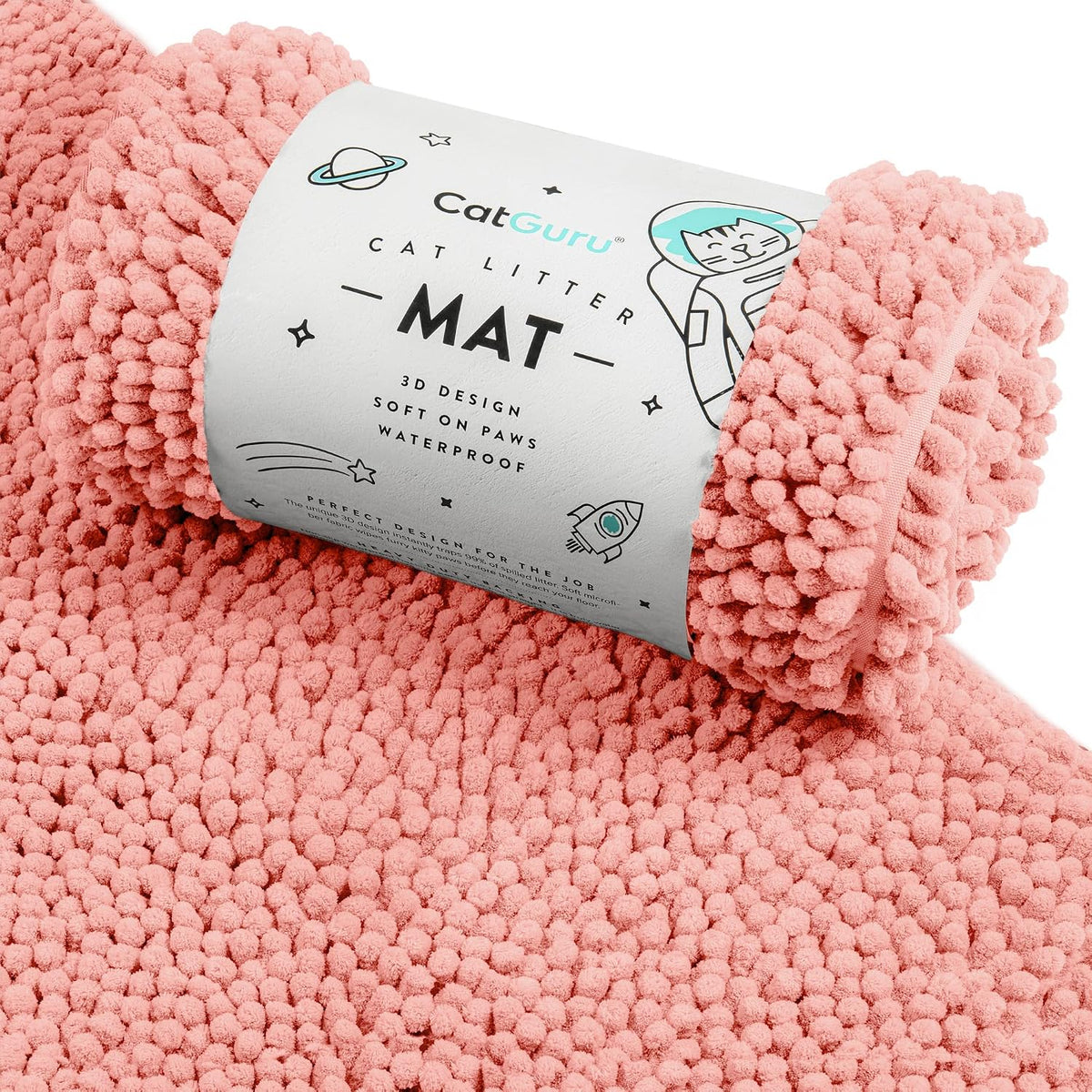 CatGuru Cat Litter Mat, Waterproof Litter Box Mat - Coral/ Heavy-Duty / X-Large