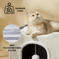Bedsure Cat House Bed for Indoor Cats with Fluffy Ball and Scratch Pad - Ivory / Single - image 2