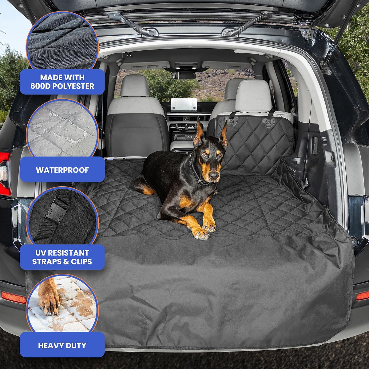4Knines SUV Cargo Liner for Dogs, Fold Down Seats, Black Large – Essentials for Dogs - Black / Small - image 3