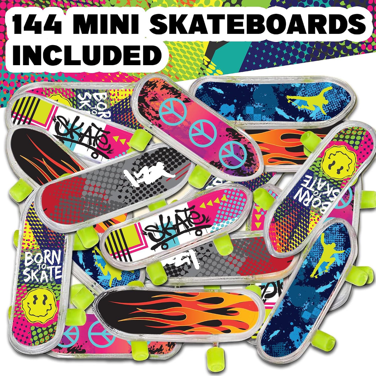 ArtCreativity 144 pack of 2 inch mini finger skateboards in assorted designs - view 2