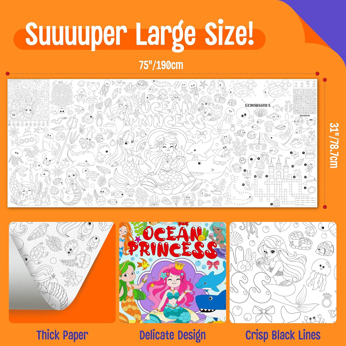 SpriteGru jumbo Halloween coloring poster with ghosts, pumpkins and witches - view 20