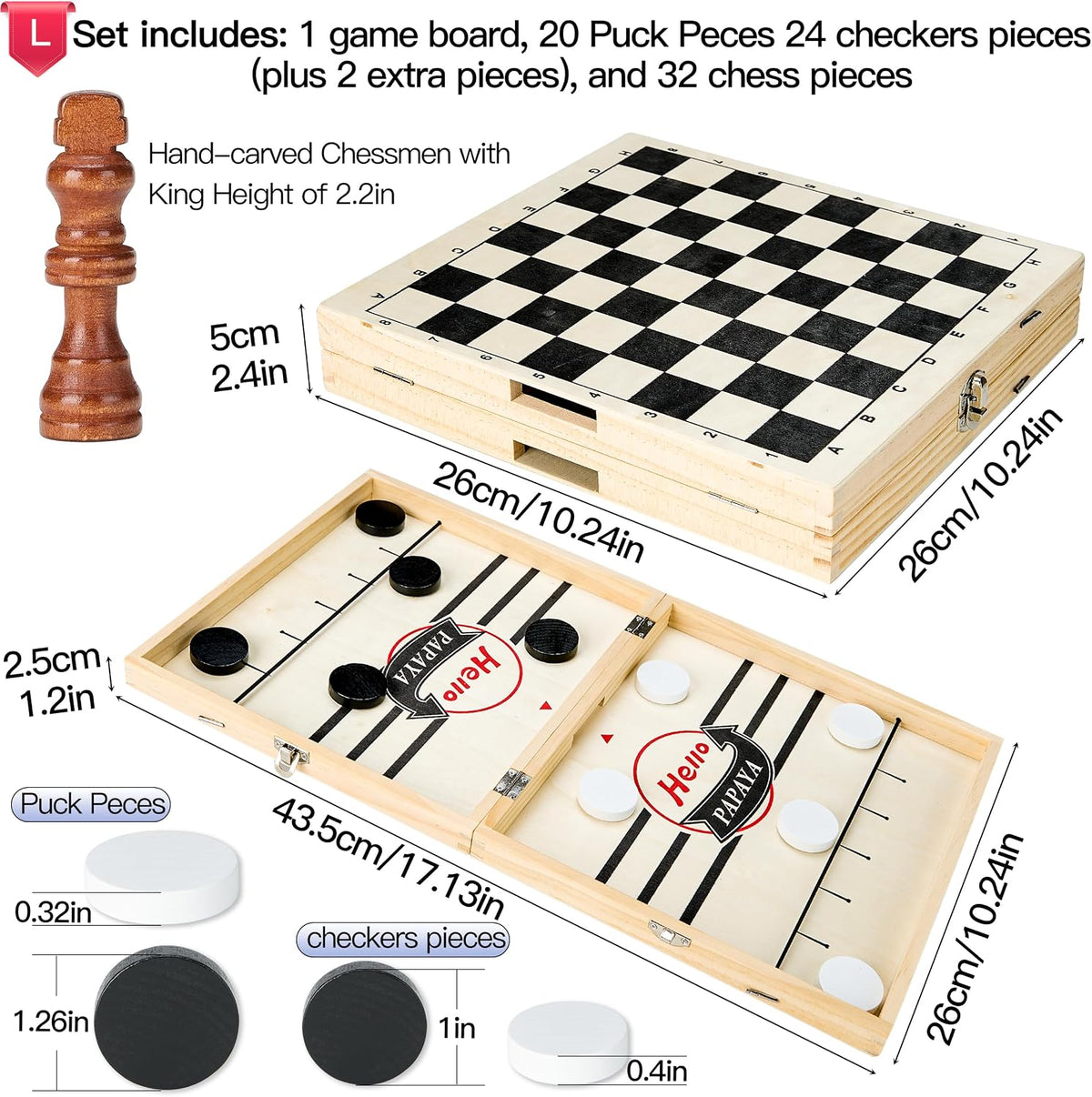 HELLO PAPAYA Fast Sling Puck Game - 4 in 1-Large - image 2
